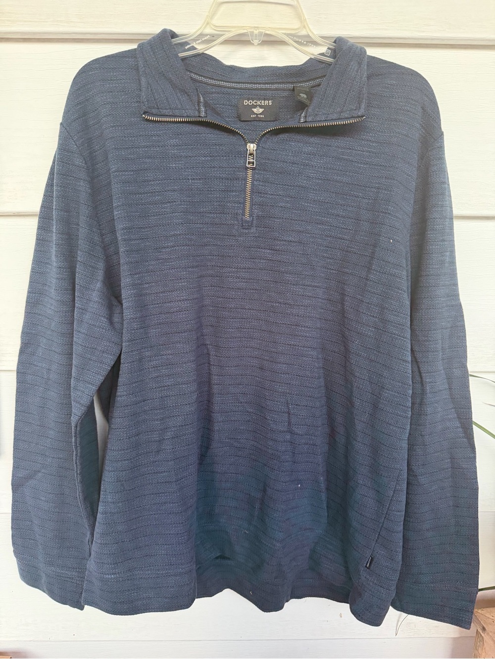 Dockers Men's Textured Quarter-Zip Pullover Sweater Blue Large